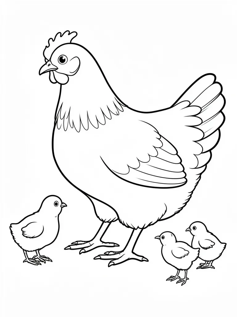 Coloriage Poule et poussins à imprimer