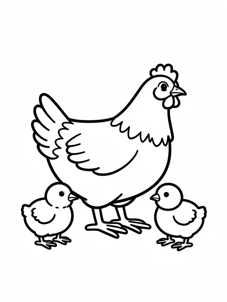 Coloriage Poule et poussins pour maternelle à imprimer