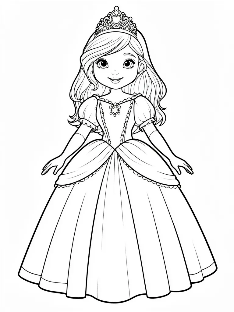 Coloriage princesse détaillé à imprimer