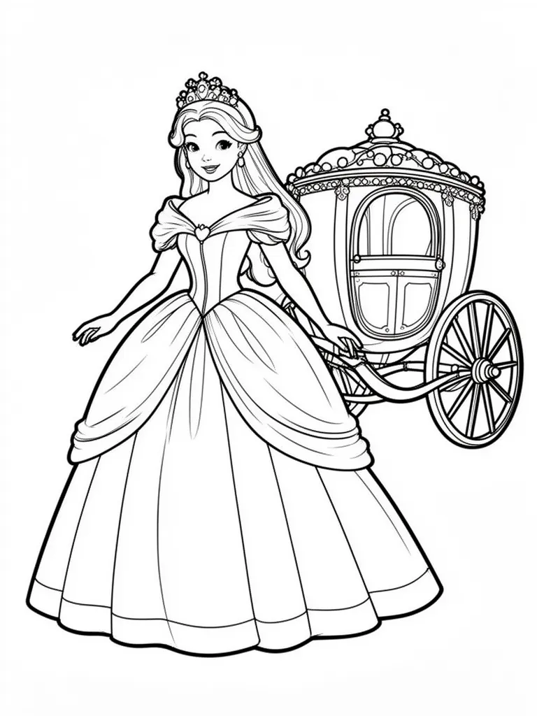Coloriage Princesse et son carrosse à imprimer