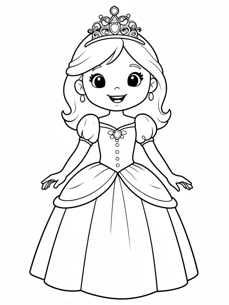 Coloriage princesse joyeux à imprimer