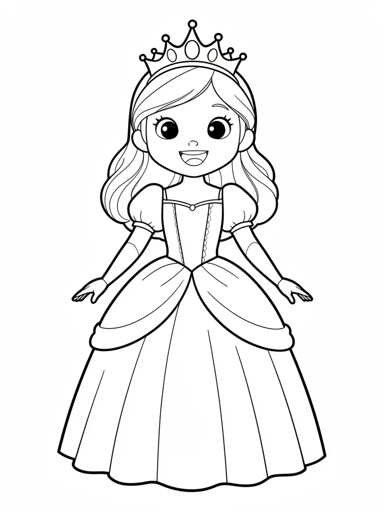 Coloriage princesse joyeux – coloriage à imprimer gratuit