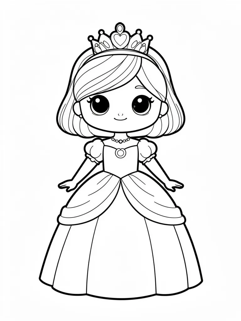 Coloriage princesse kawaii à imprimer