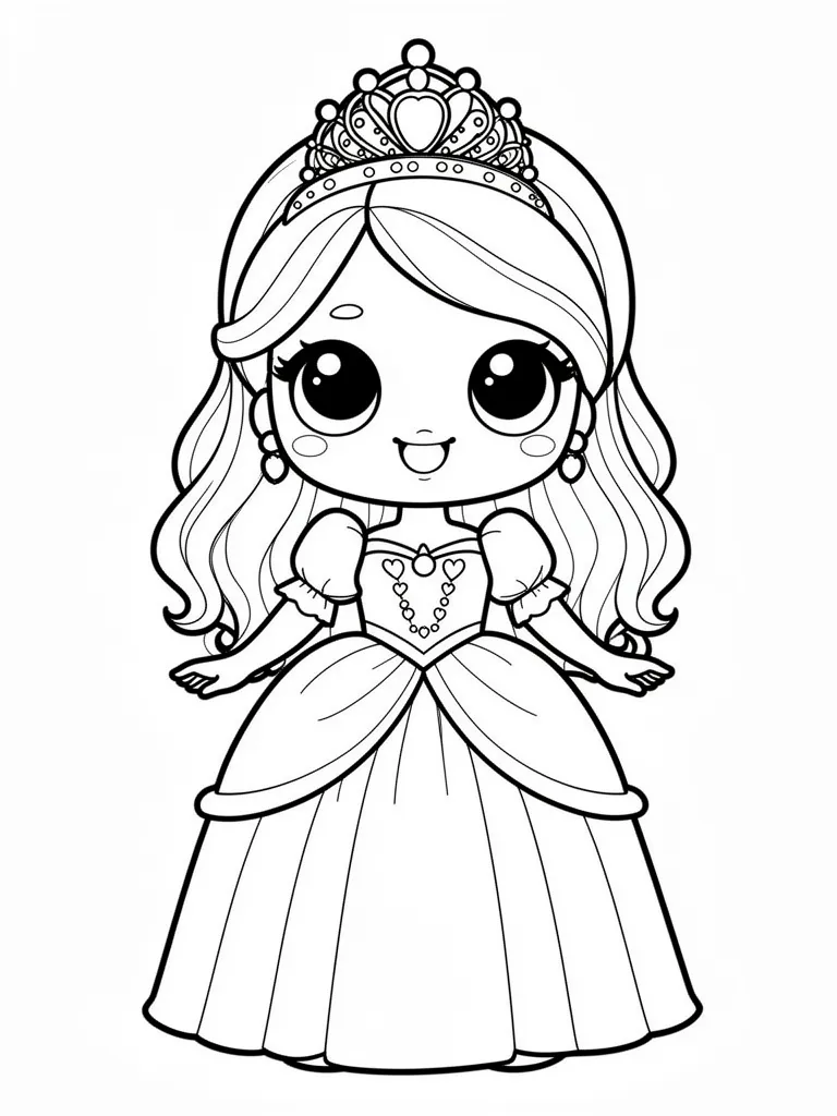 Coloriage princesse kawaii à imprimer