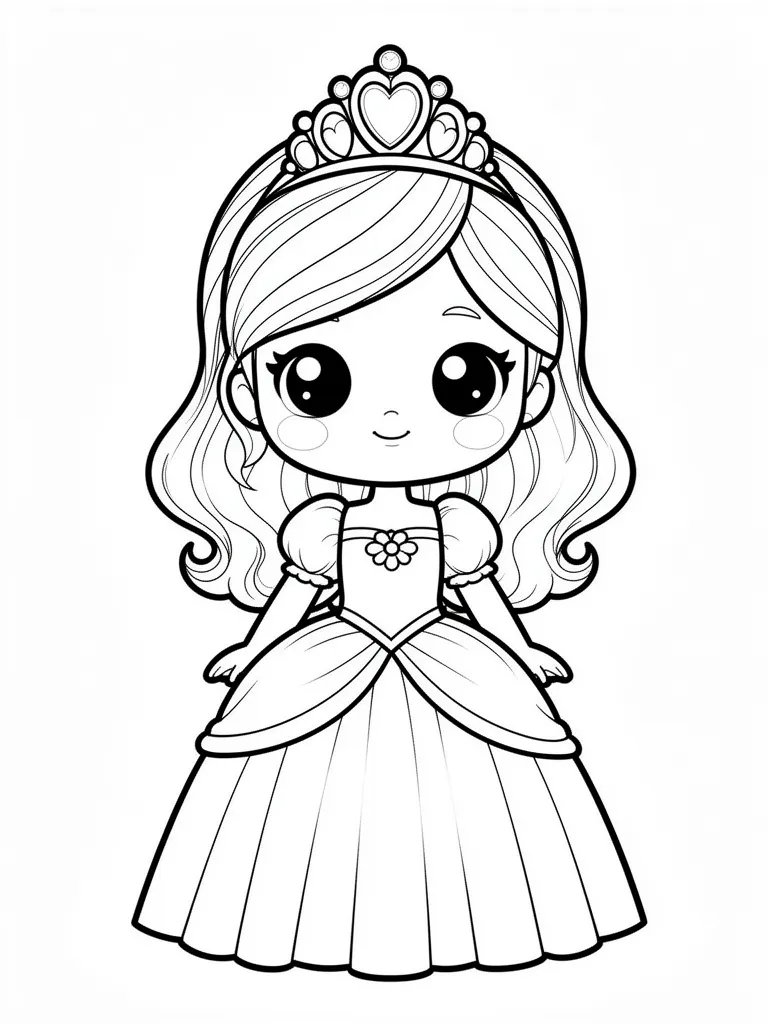 Coloriage princesse kawaii à imprimer