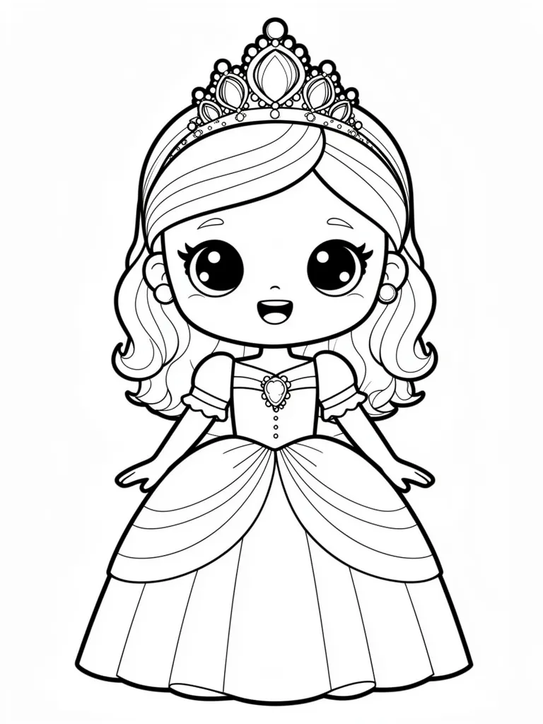 Coloriage princesse kawaii à imprimer
