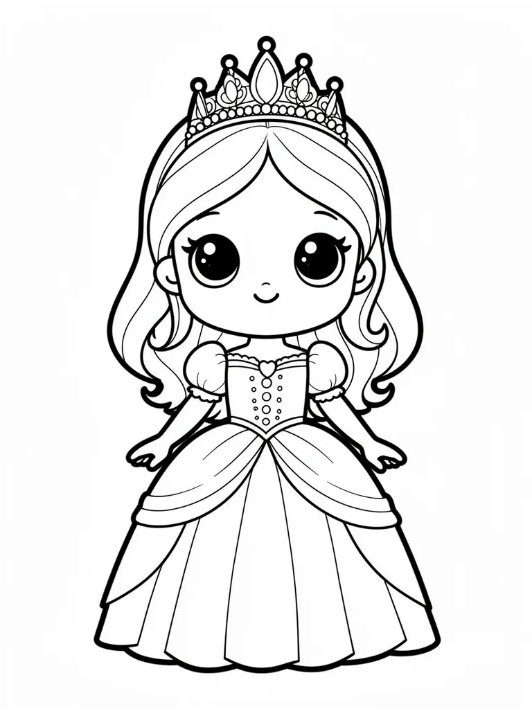 Coloriage princesse kawaii à imprimer