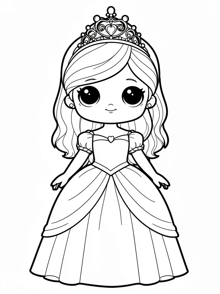 Coloriage princesse kawaii – coloriage à imprimer gratuit