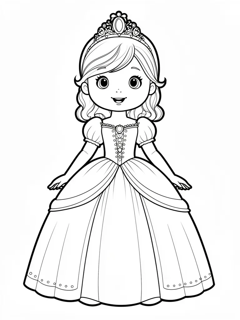 Coloriage princesse mignon à imprimer