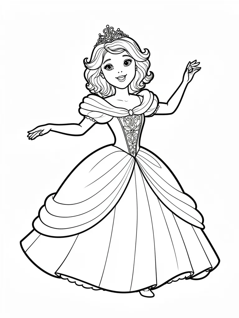 Coloriage Princesse qui danse au bal à imprimer