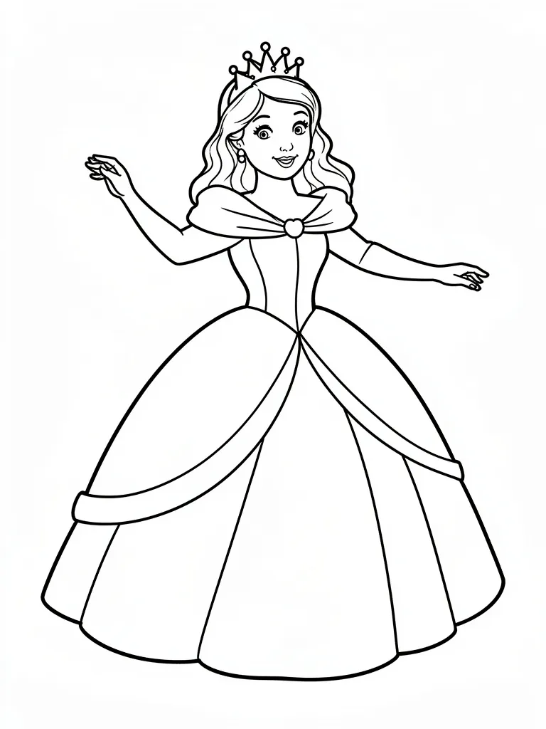 Coloriage Princesse qui danse au bal facile à imprimer