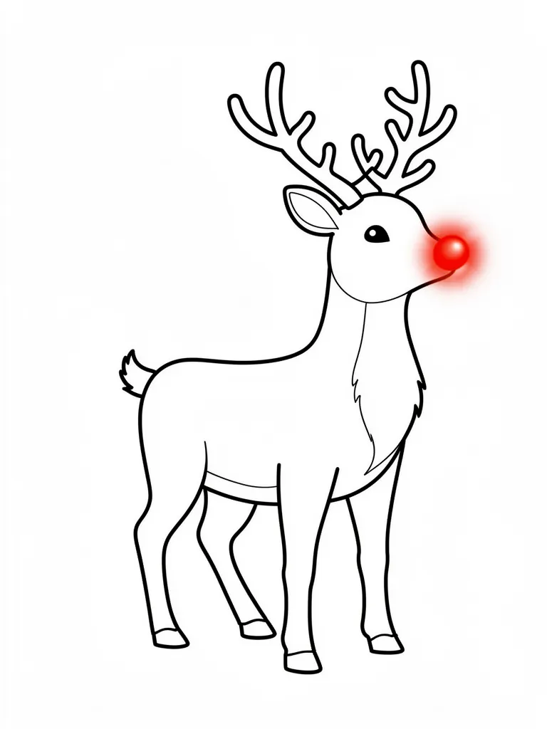 Coloriage Renne au nez rouge à imprimer
