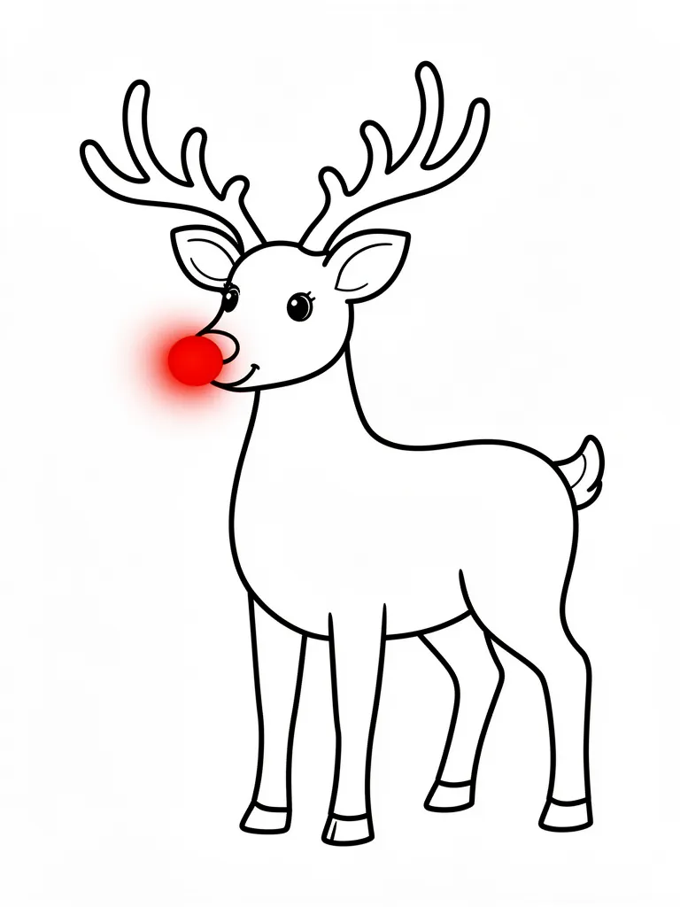 Coloriage Renne au nez rouge détaillé à imprimer