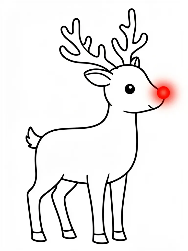 Coloriage Renne au nez rouge facile à imprimer
