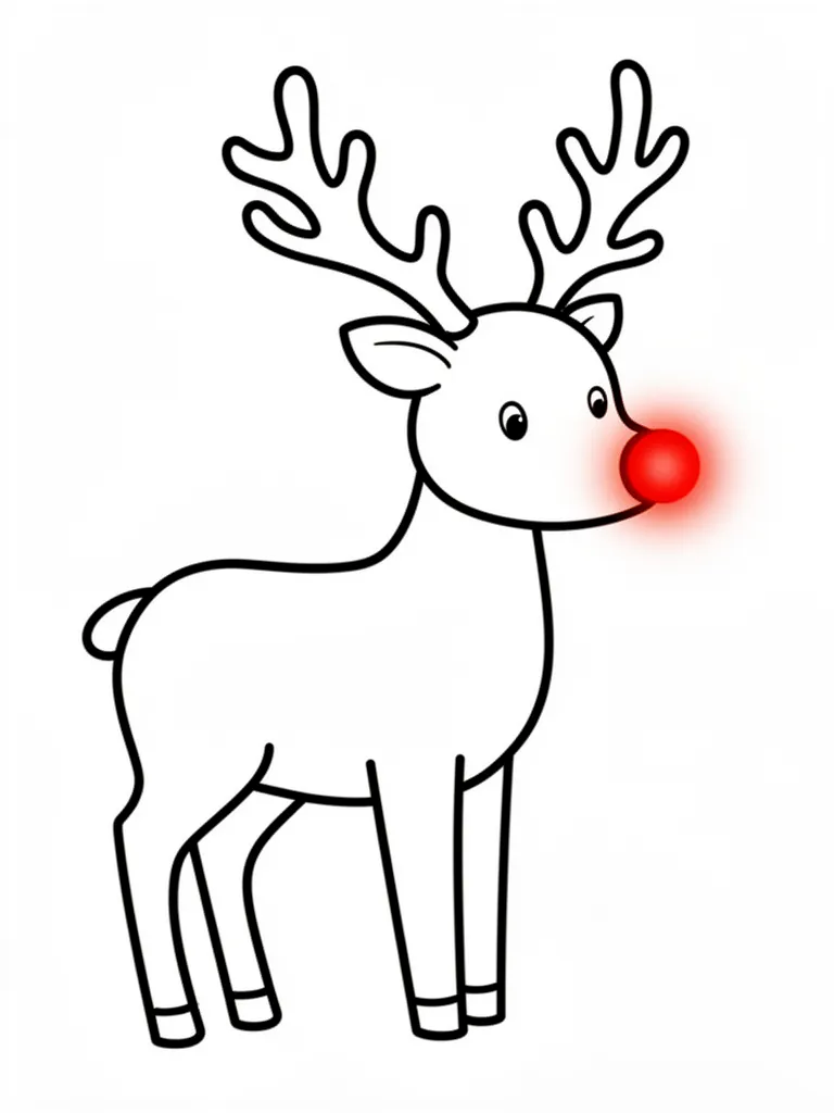Coloriage Renne au nez rouge pour maternelle à imprimer