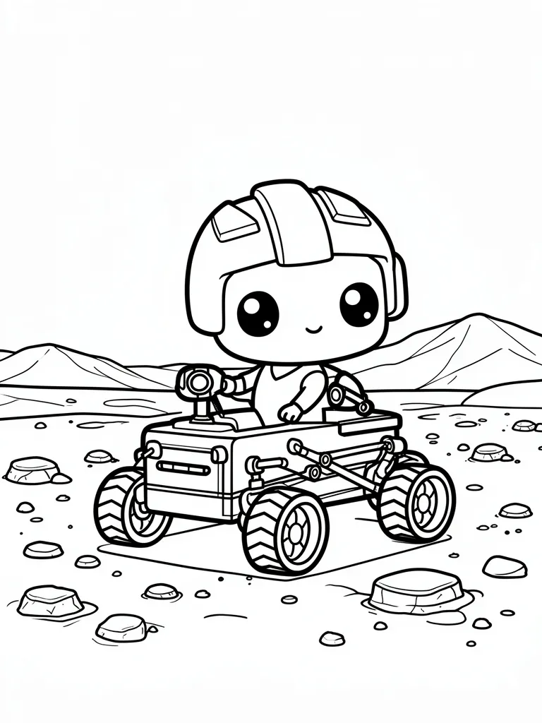 Coloriage Rover sur Mars kawaii à imprimer