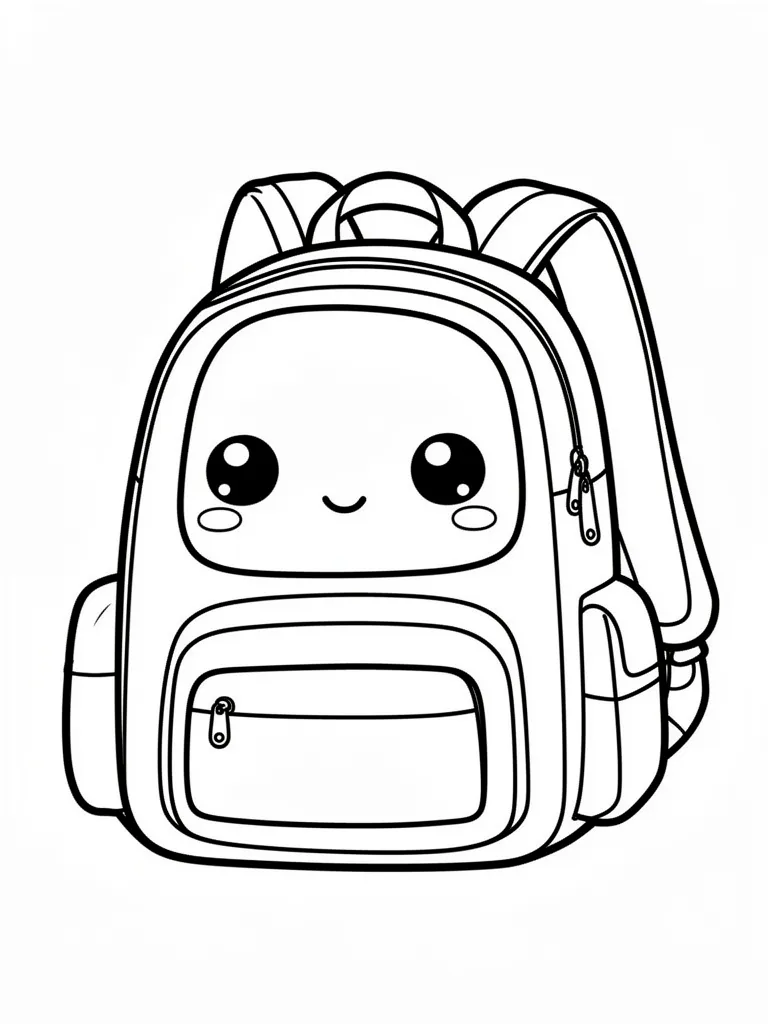 Coloriage Sac à dos aventure kawaii à imprimer