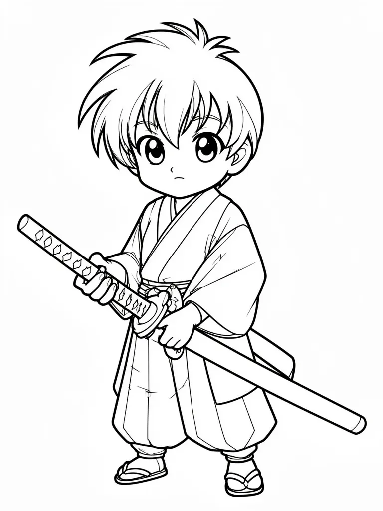 Coloriage Samouraï jeune – coloriage à imprimer gratuit