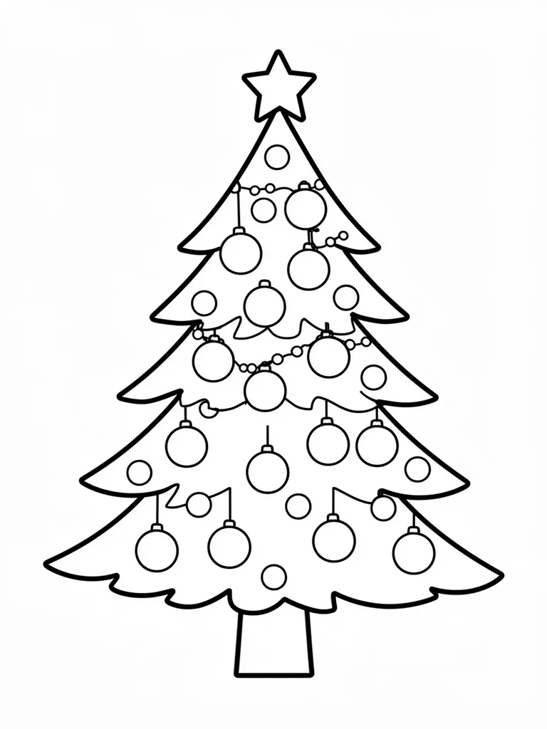 Coloriage Sapin de Noël décoré facile à imprimer
