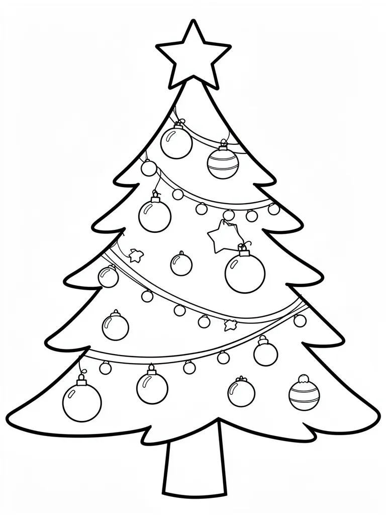 Coloriage Sapin de Noël décoré à imprimer