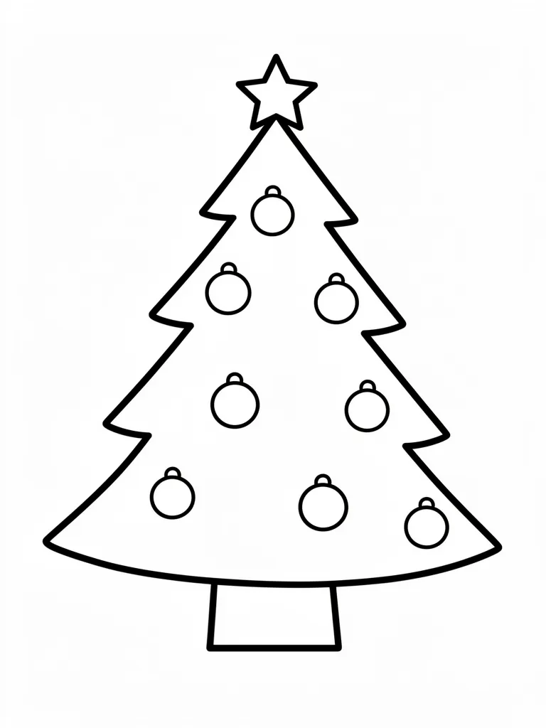 Coloriage Sapin de Noël décoré pour maternelle à imprimer