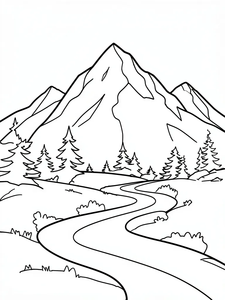 Coloriage Sentier de montagne à imprimer