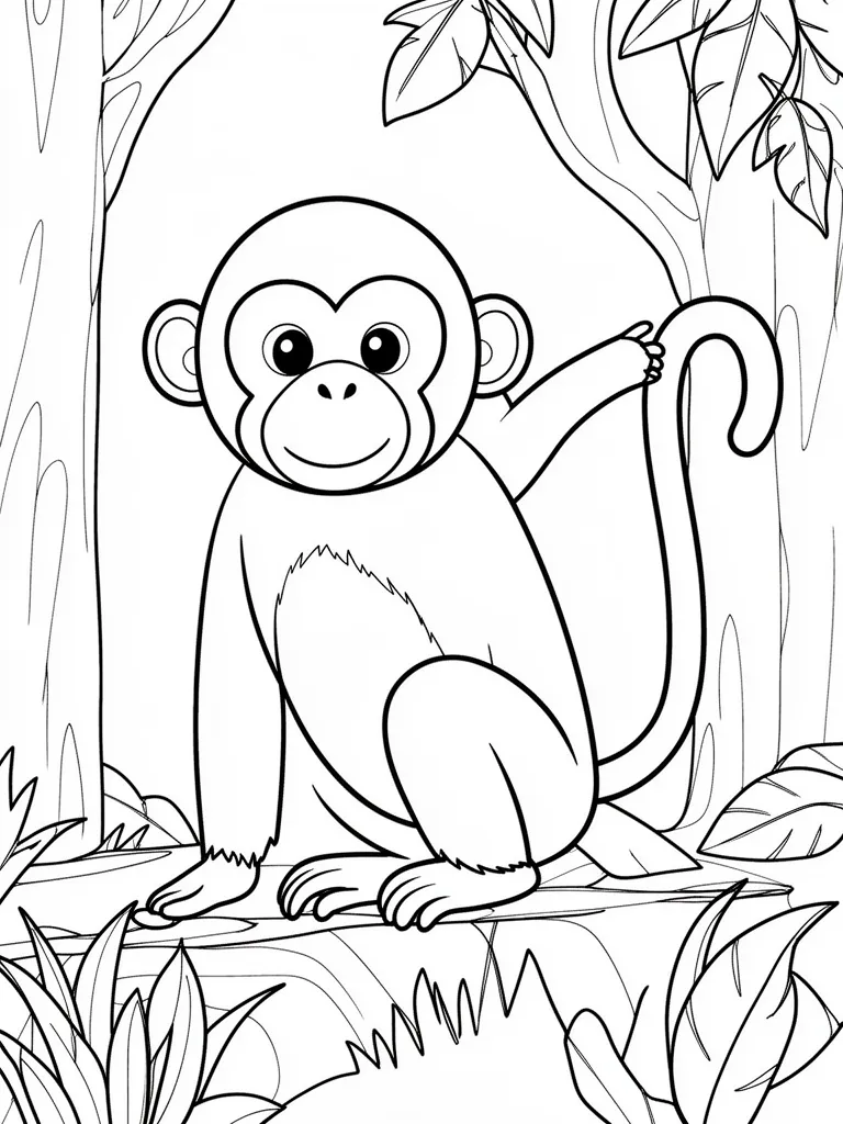 Coloriage Singe dans la nature – coloriage à imprimer gratuit