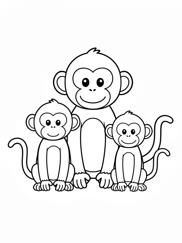 Coloriage Singe en famille – coloriage à imprimer gratuit