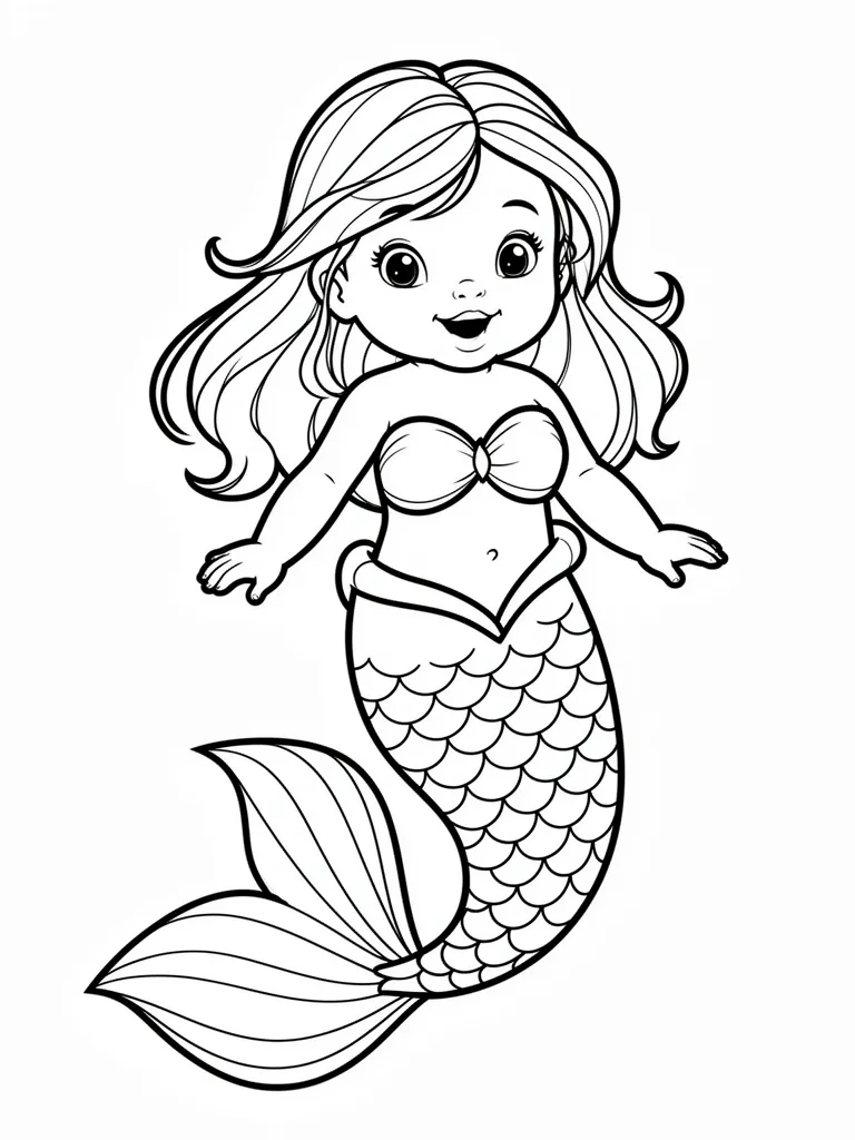 Coloriage Sirène bébé sirène – coloriage à imprimer gratuit
