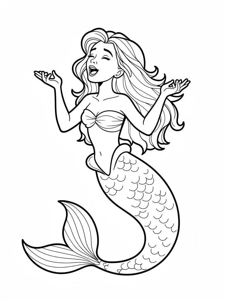 Coloriage Sirène qui chante – coloriage à imprimer gratuit