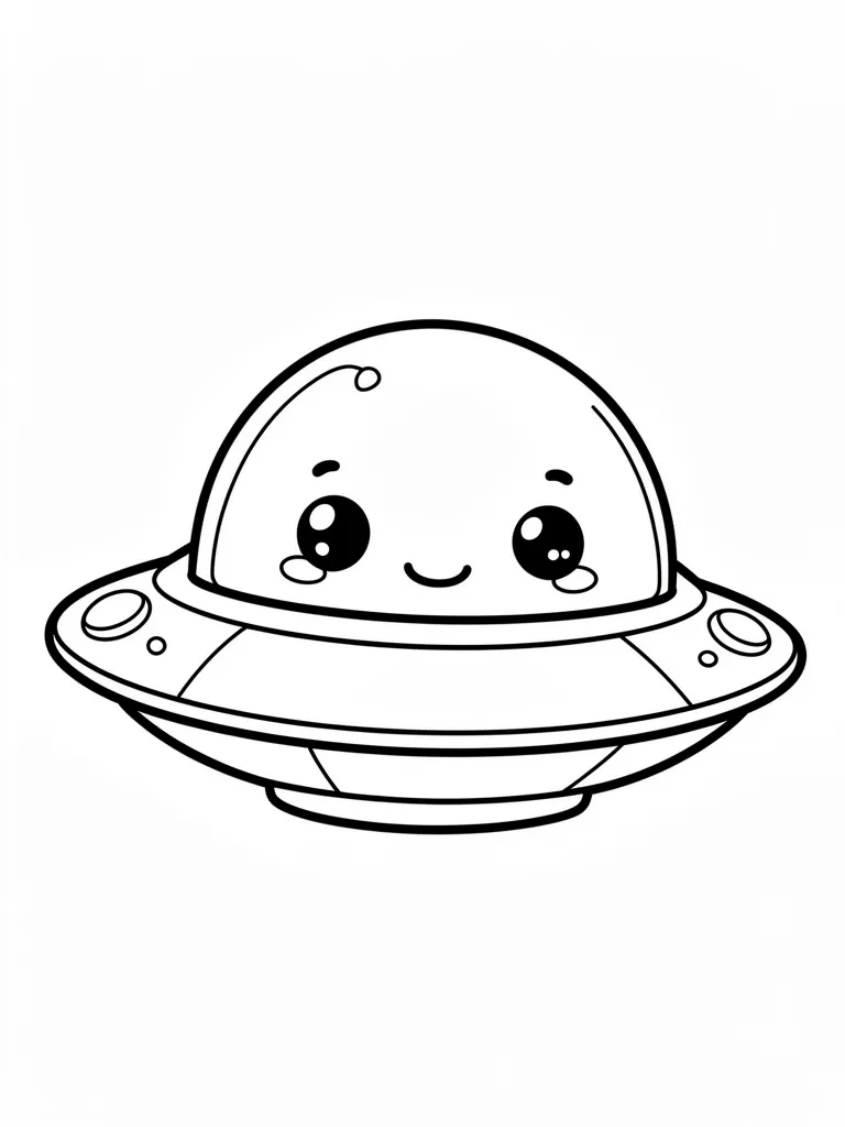 Coloriage Soucoupe volante kawaii à imprimer