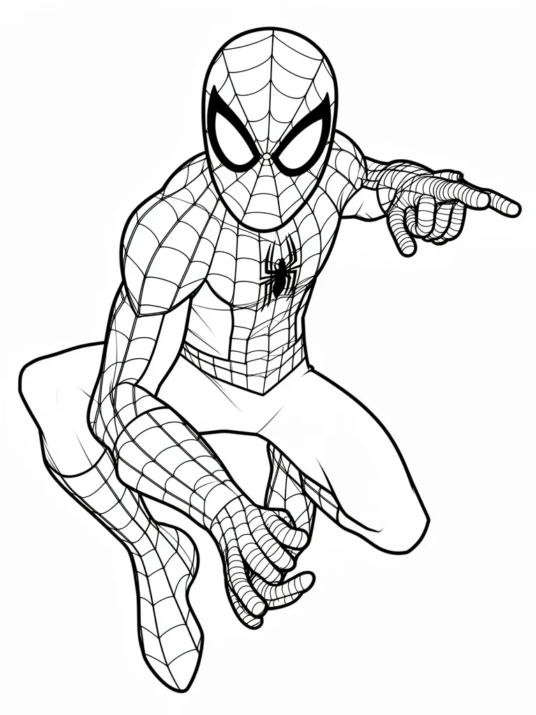 Coloriage spiderman détaillé à imprimer