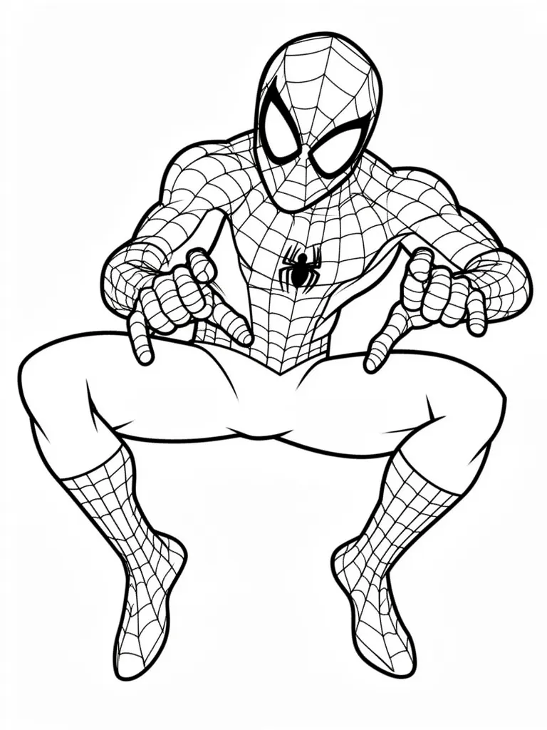 Coloriage spiderman détaillé à imprimer