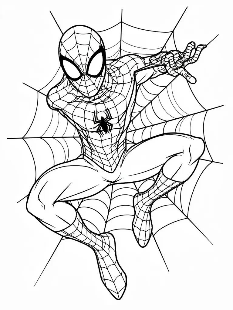 Coloriage spidey détaillé à imprimer