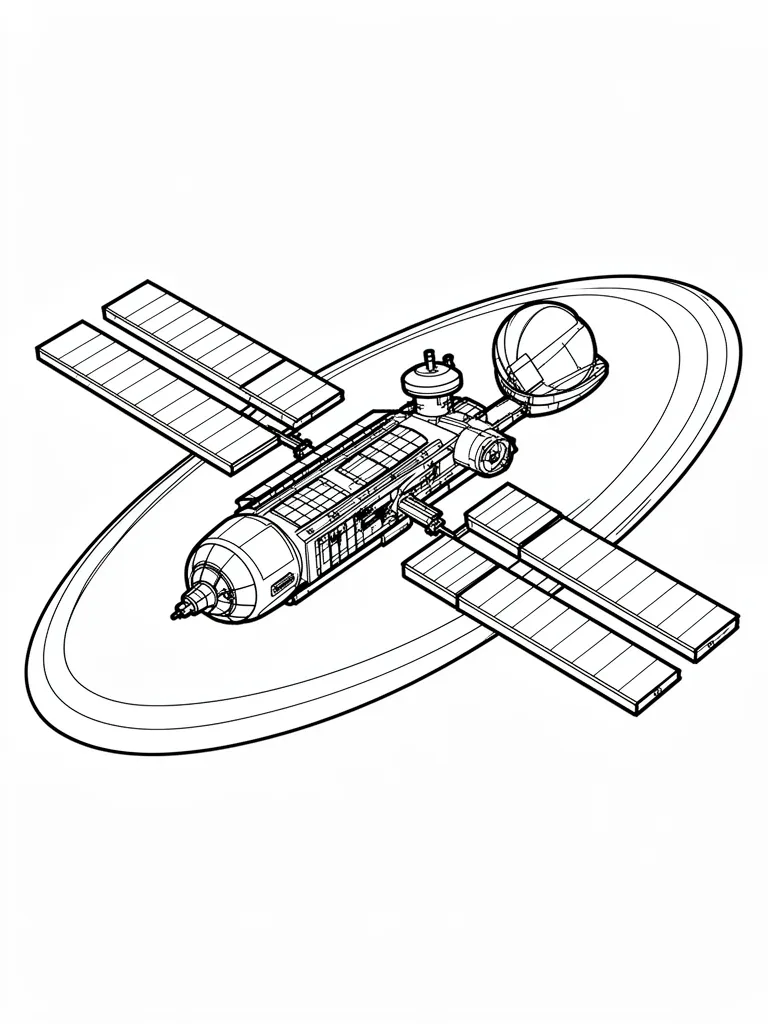 Coloriage Station spatiale à imprimer