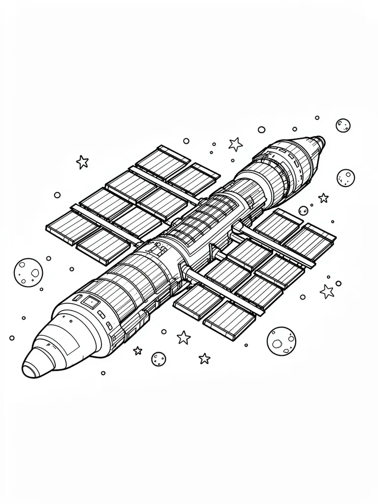 Coloriage Station spatiale détaillé à imprimer