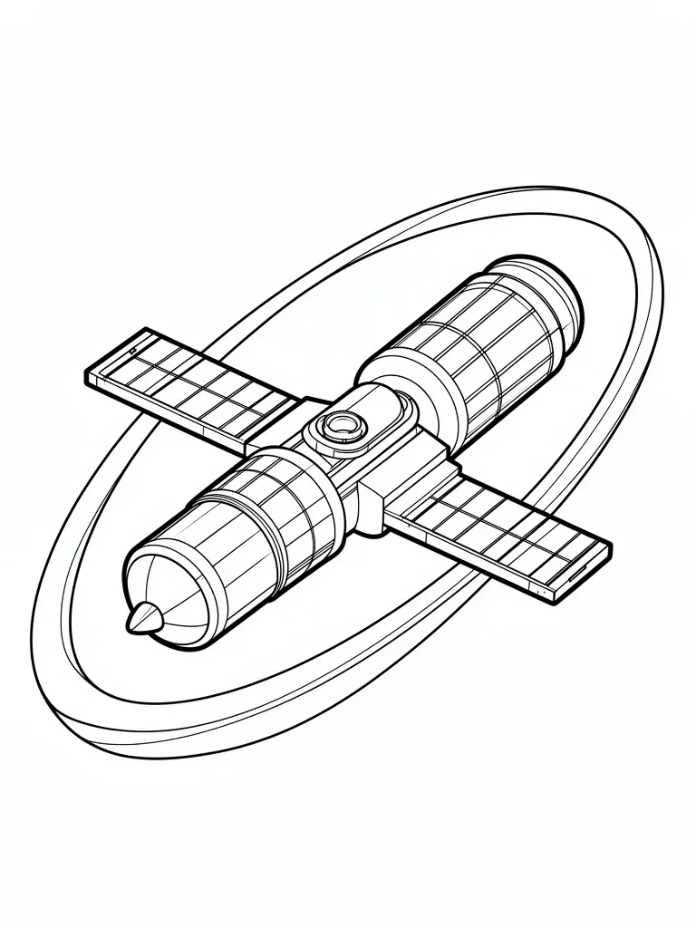 Coloriage Station spatiale facile à imprimer