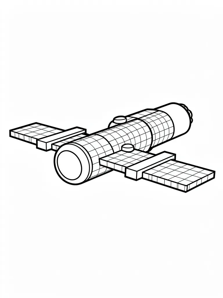 Coloriage Station spatiale pour maternelle à imprimer