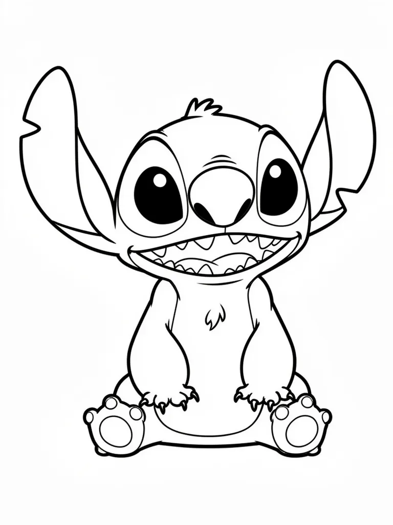 Coloriage stitch joyeux à imprimer