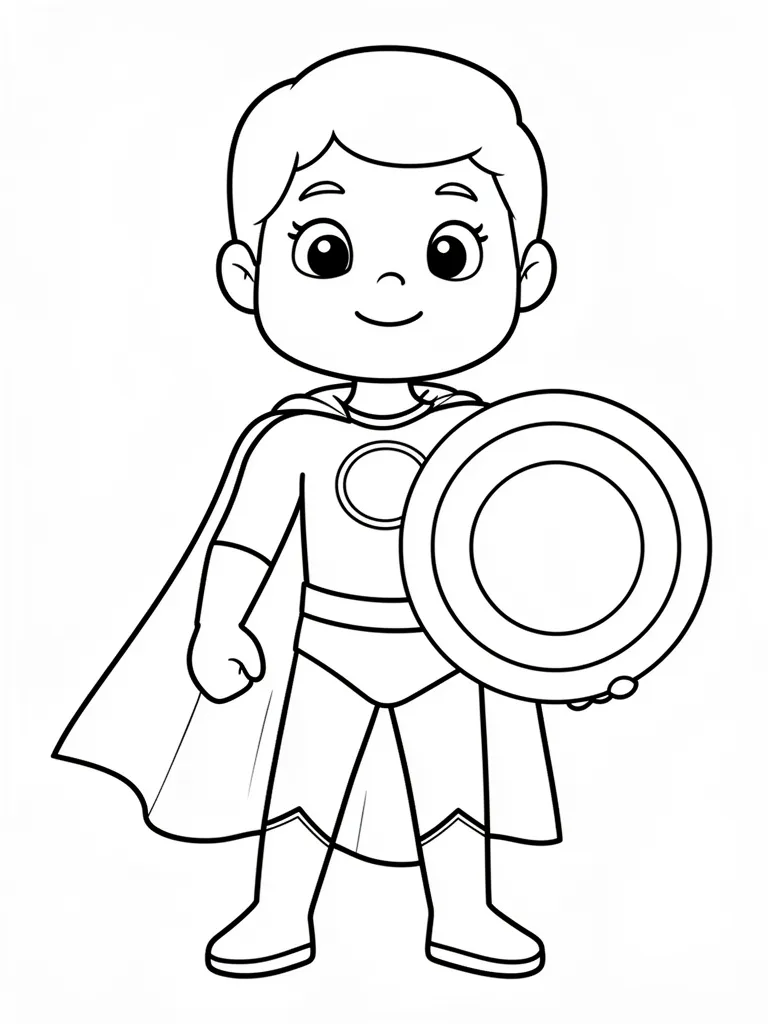 Coloriage Super-héros avec un bouclier – coloriage à imprimer gratuit