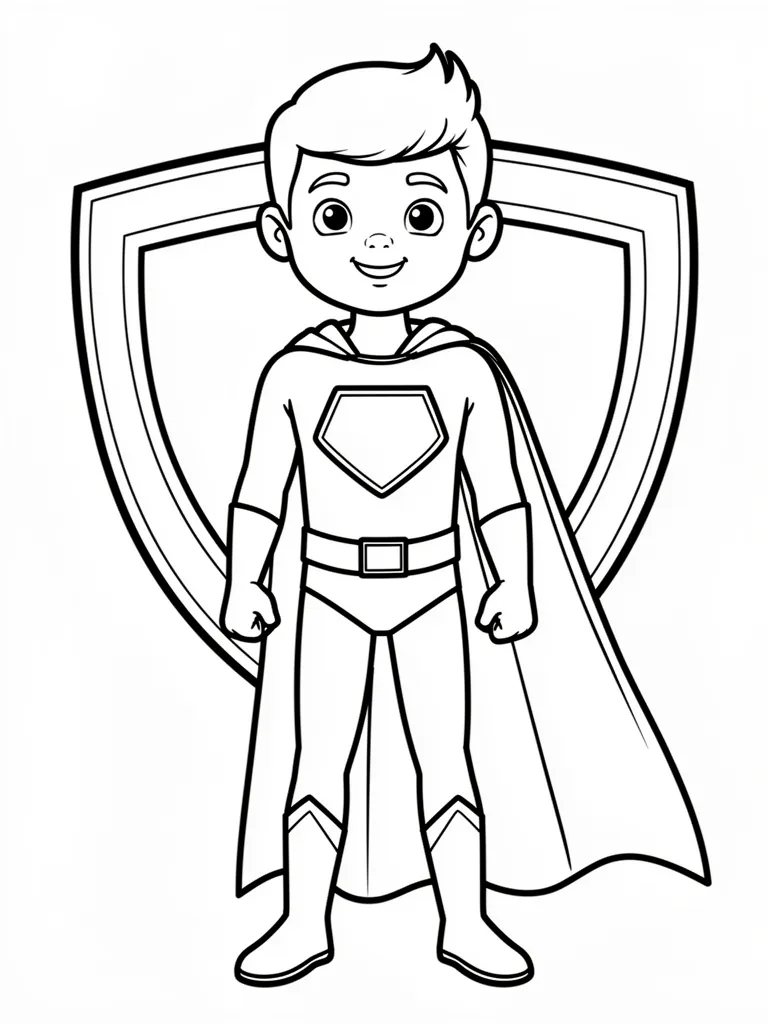 Coloriage Super-héros devant un logo – coloriage à imprimer gratuit