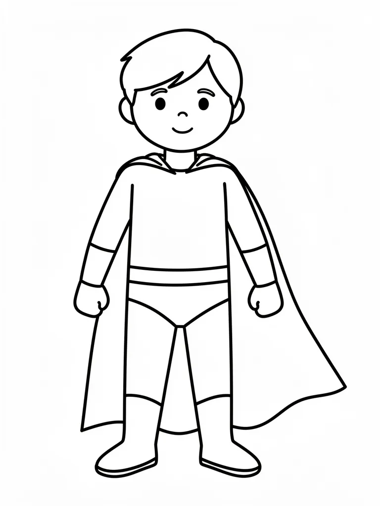 Coloriage Super-héros en cape pour maternelle à imprimer