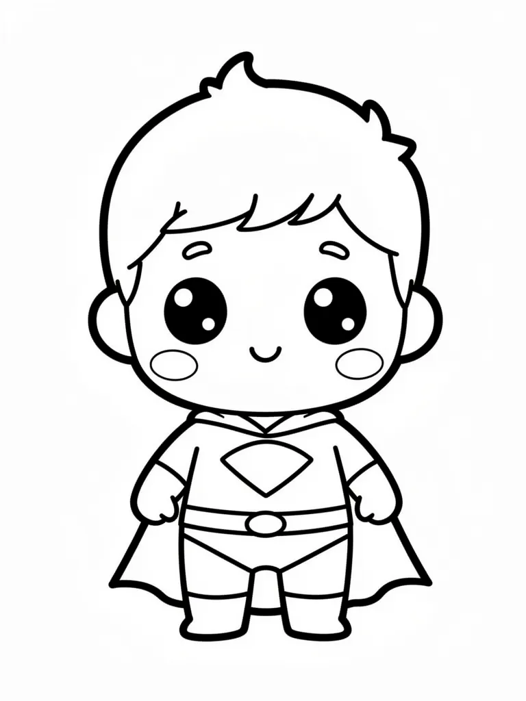 Coloriage Super-héros kawaii miniature – coloriage à imprimer gratuit