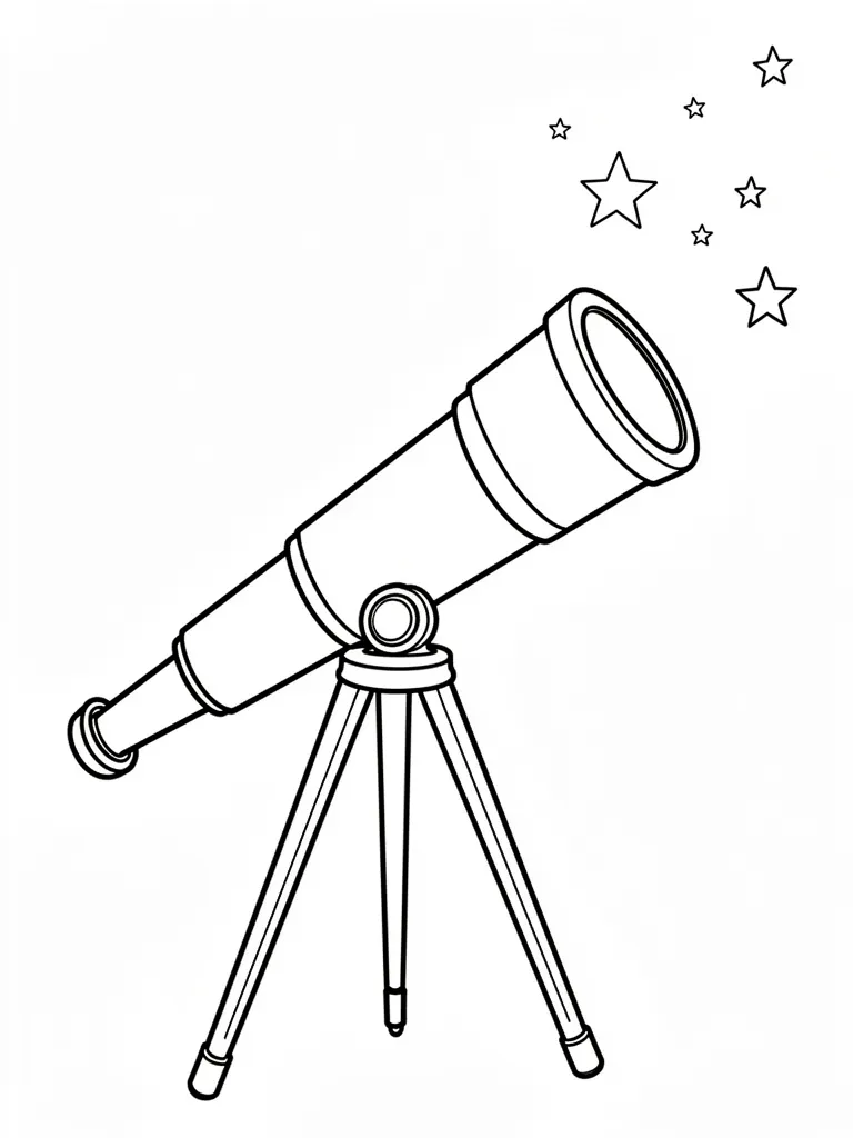 Coloriage Télescope qui observe les étoiles à imprimer