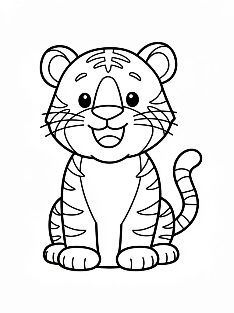 Coloriage Tigre heureux – coloriage à imprimer gratuit