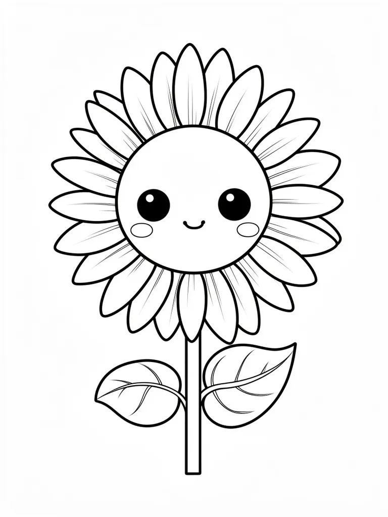 Coloriage Tournesol géant kawaii à imprimer