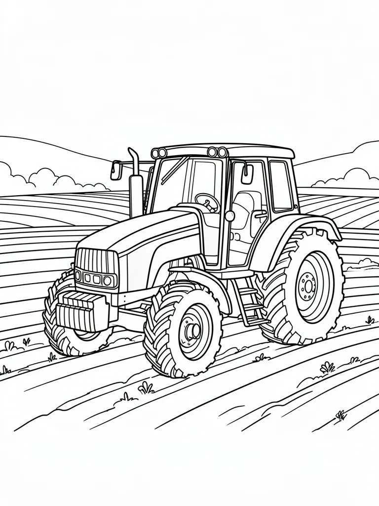 Coloriage Tracteur à la ferme détaillé – coloriage à imprimer gratuit