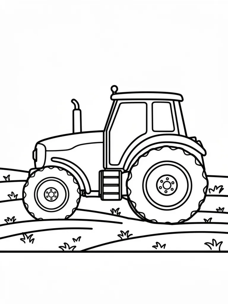 Coloriage Tracteur à la ferme facile – coloriage à imprimer gratuit