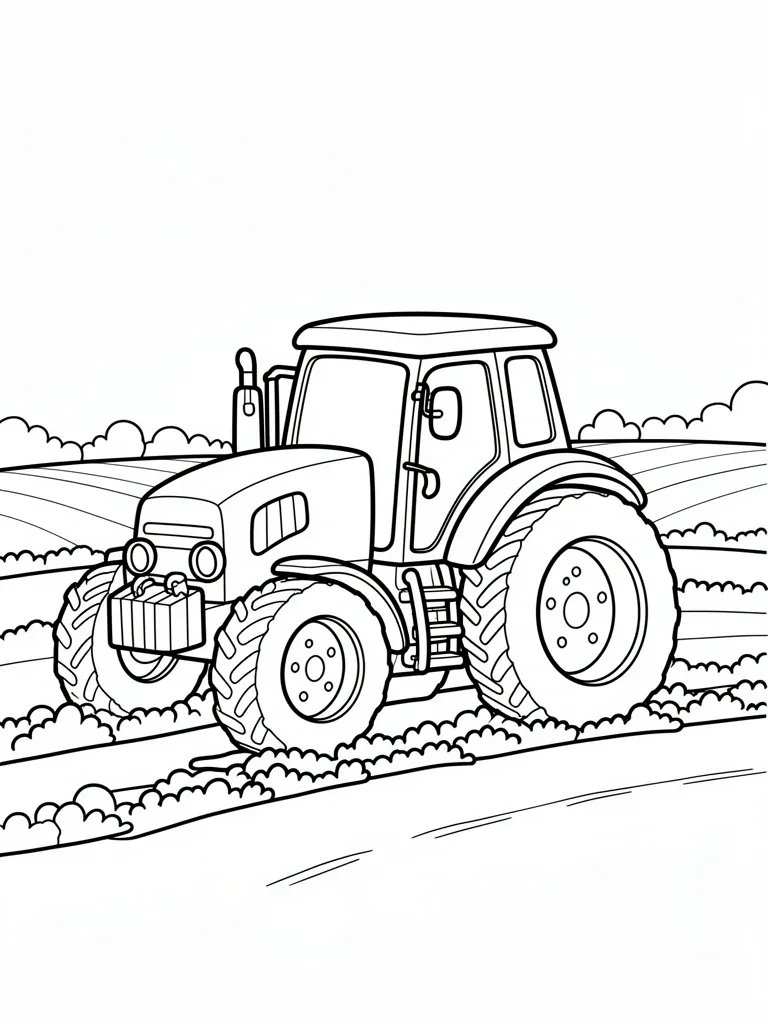 Coloriage Tracteur à la ferme kawaii – coloriage à imprimer gratuit
