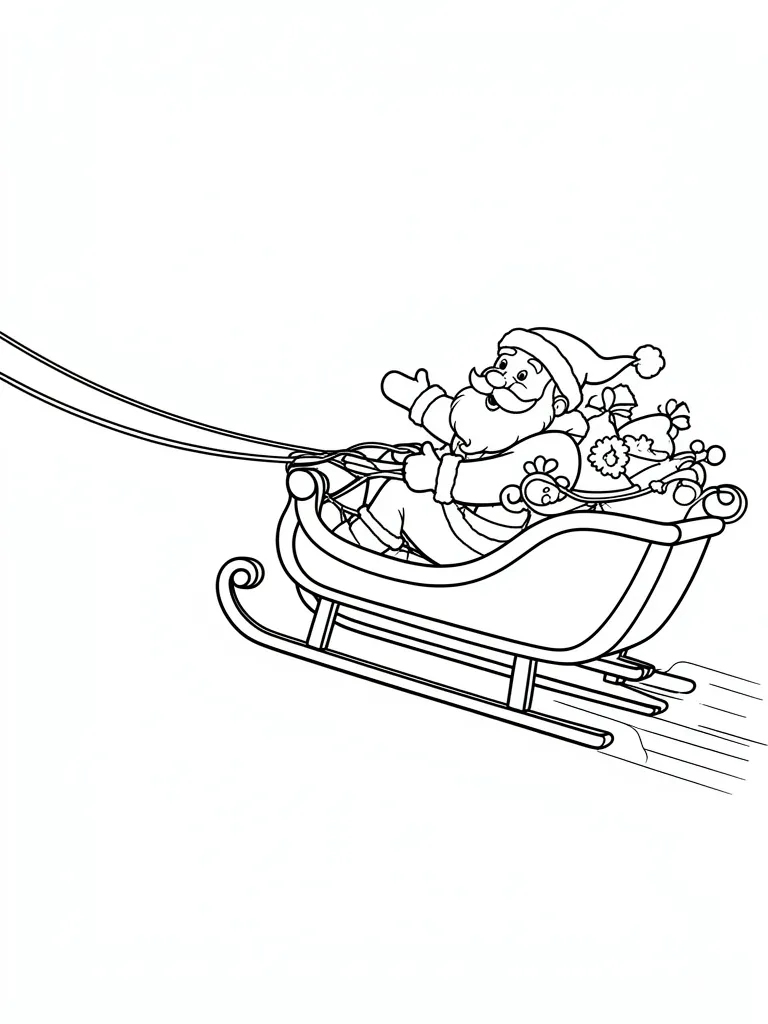 Coloriage Traîneau volant dans le ciel à imprimer